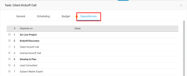 Dependencies tab 2