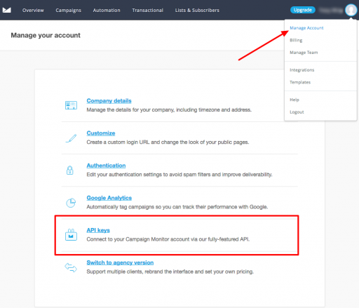 accelo.Manage Account Campaign Monitor
