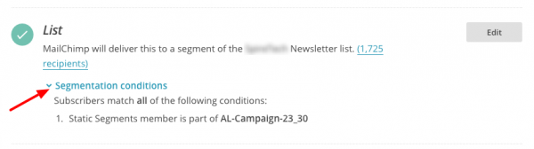 accelo.edit recipients mailchimp