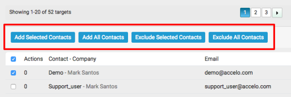 accelo.Add Email Campaign Contact Targets