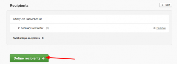 accelo.define recipients Campaign Monitor