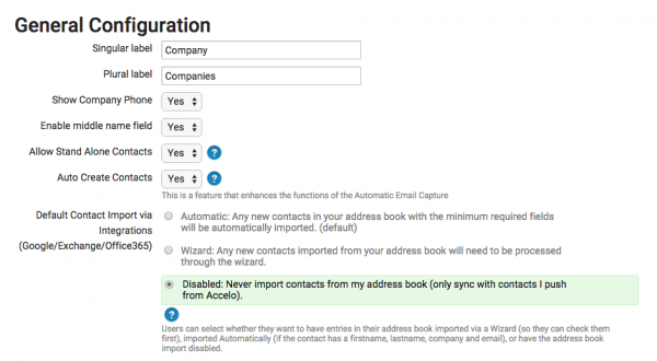 accelo.company General Configuration