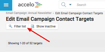 accelo.Edit Email Campaign Contact Targets