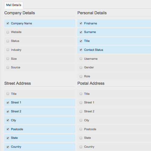 accelo.export target list